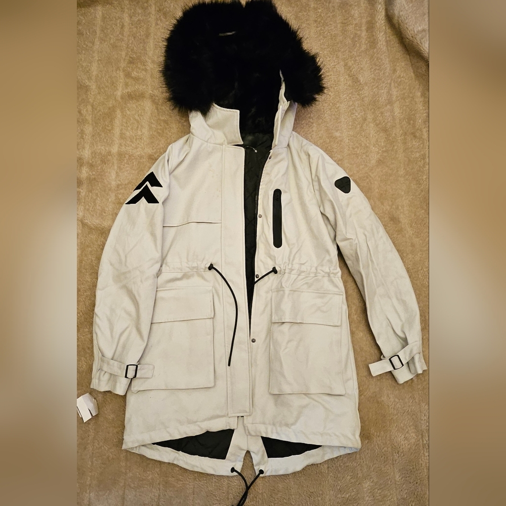 $1,610 NEW Tags Gertrude Gaston Winter Military Parka With Faux Fur Trim